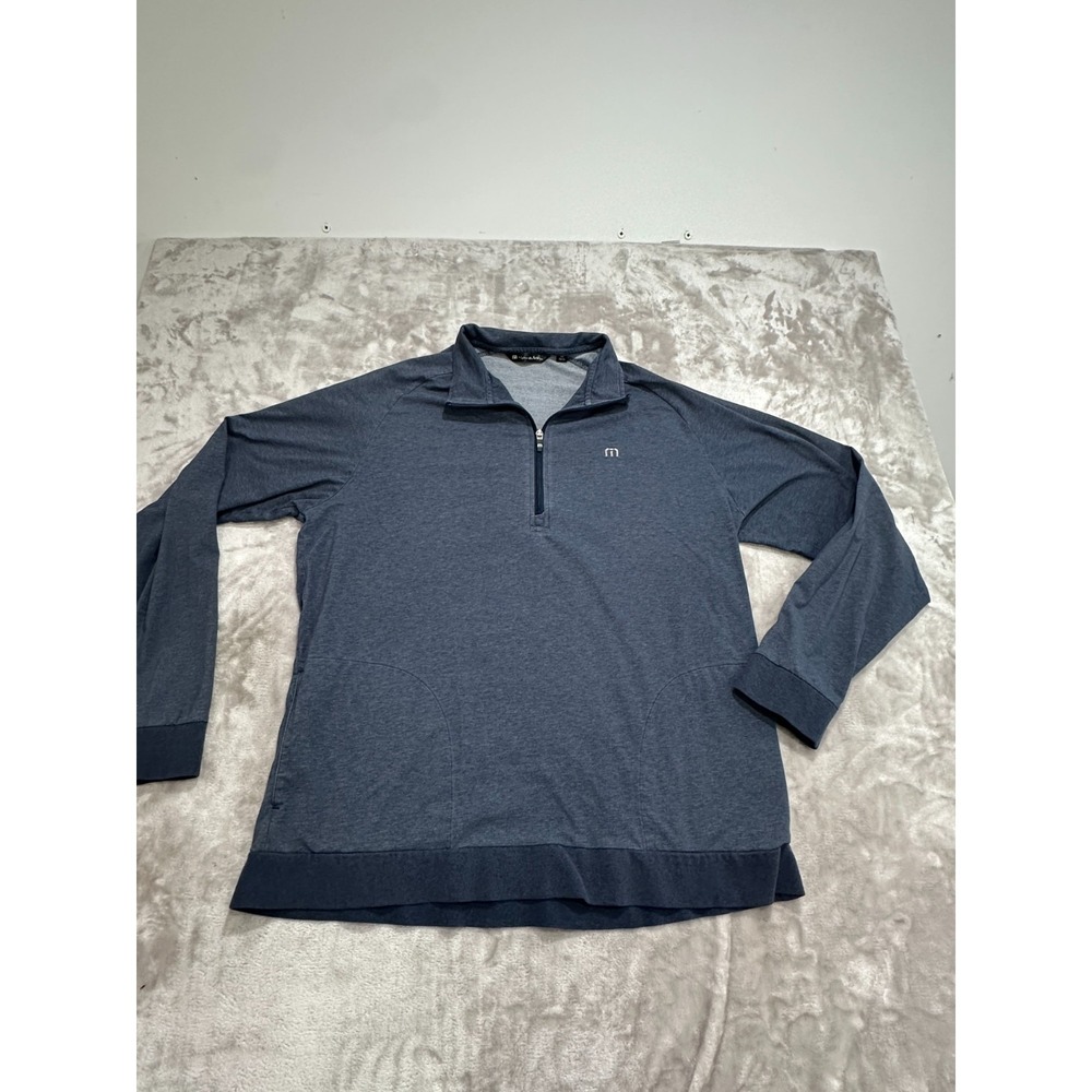 Travis Mathew Pullover Sweater Men's Size 2XL Blue 1/4 Zip Long Sleeve‎ Soft